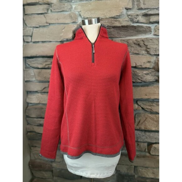 Storm Creek Women’s Maverick Quarter Zip Pullover Red Gray Waffle Knit Size M - Picture 2 of 11
